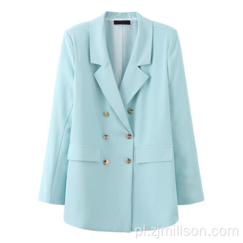 Kobiety Blue Button Down Down Down Blazer